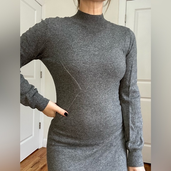 Wool Blend Mid Length Long Sleeve Swing Hem Dress - Picture 7 of 9